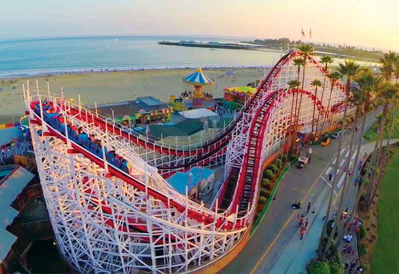 Fisheye view of Santa Cruz beach roller coaster